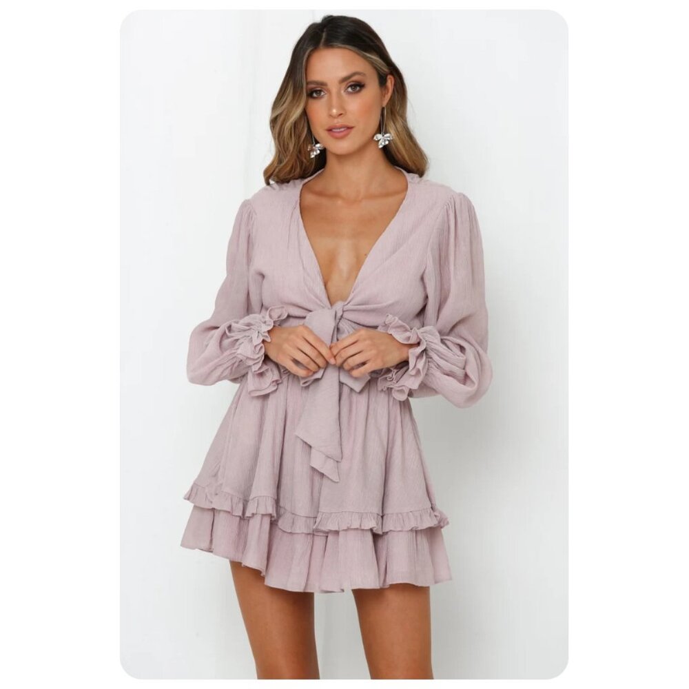 Elegant Lavender Tie-Front Dress